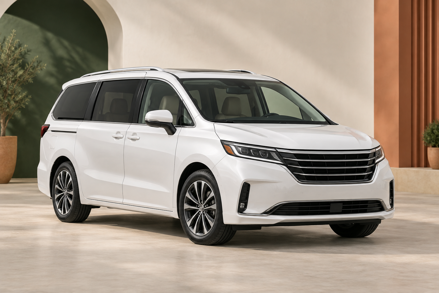 White premium passenger minivan